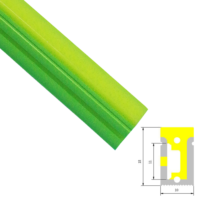 Green Neon Sign Silicone Diffuser Channel For 10mm LED Strip Lights - 10*18mm 180° Side Emitting